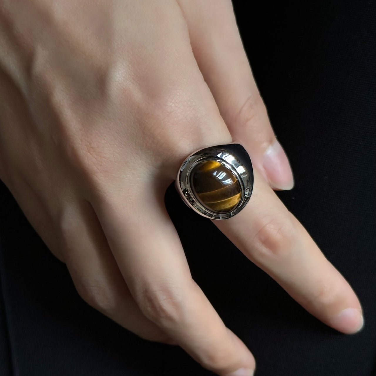 Eon ring L (Tiger eye)
