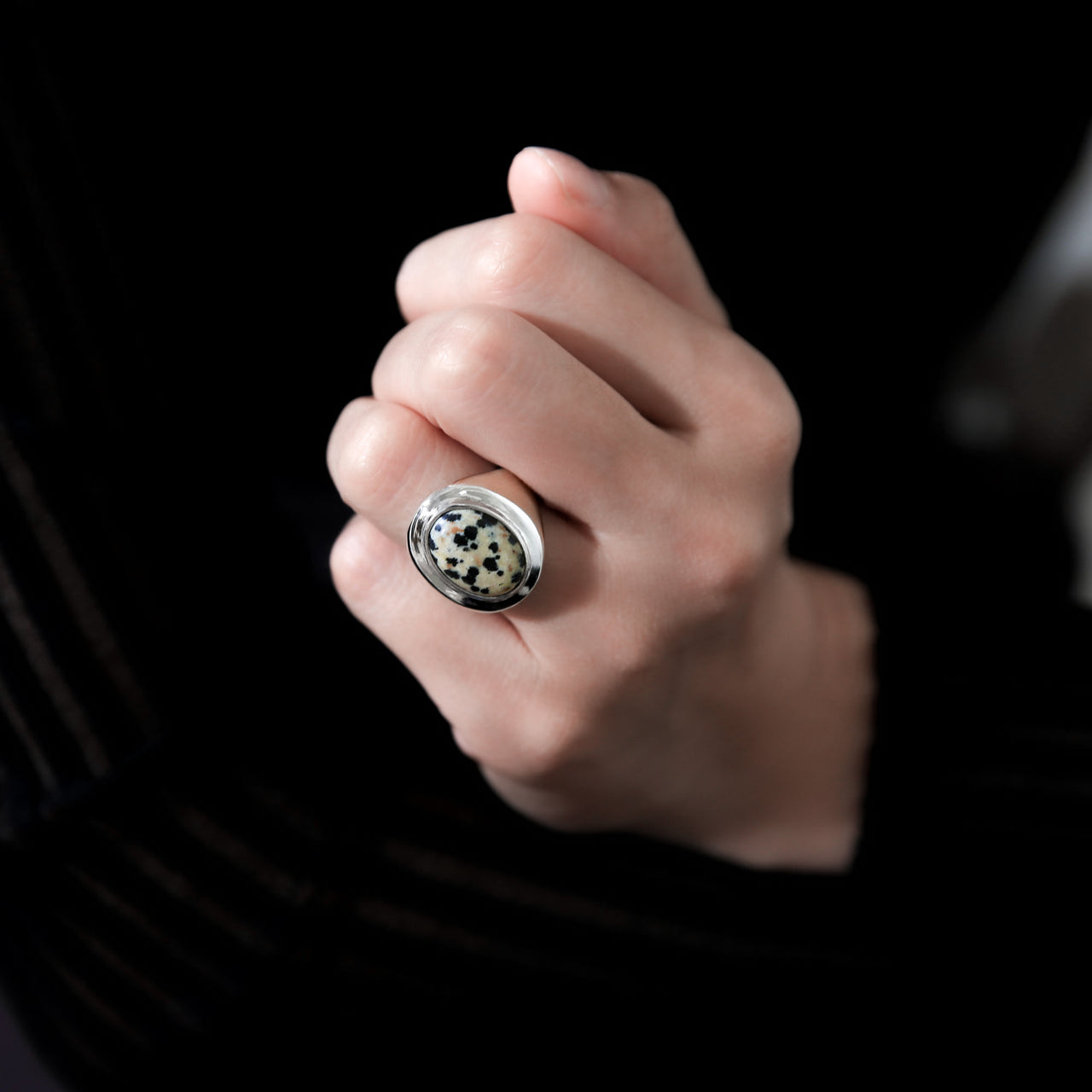 Eon ring L (Dalmatian Jasper)